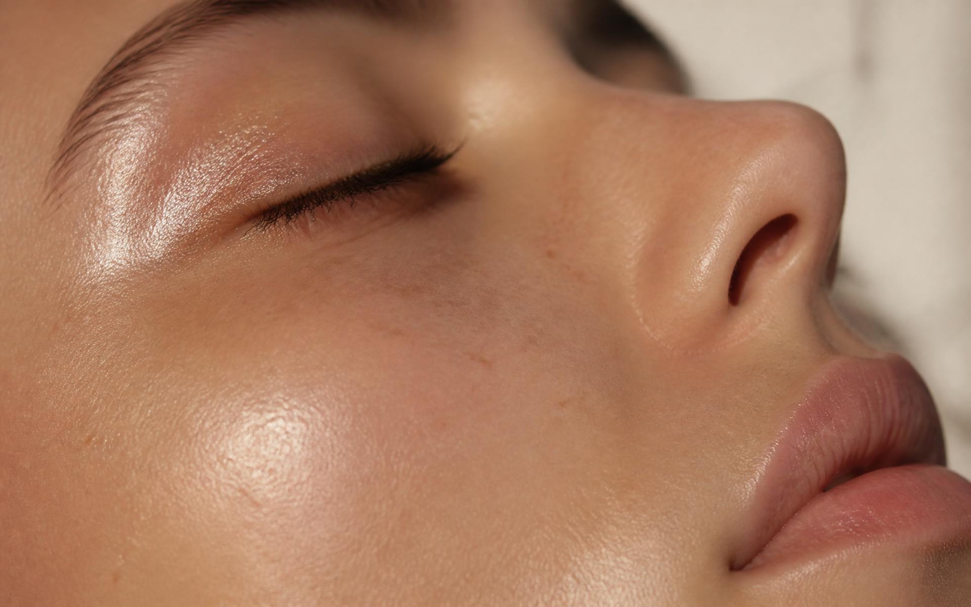 Close portrait of luminous skin